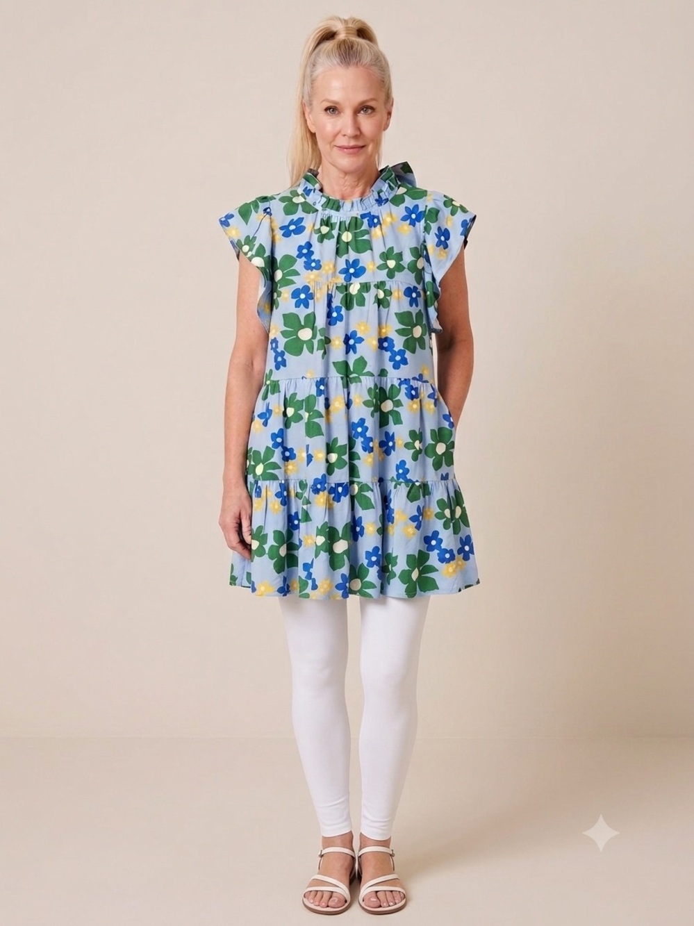 entro L Tunic 28” length PTP 20”tiered mini dress bow